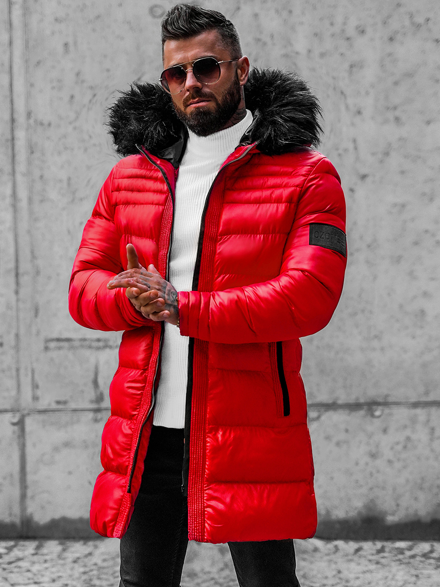 Red mens winter coat on sale