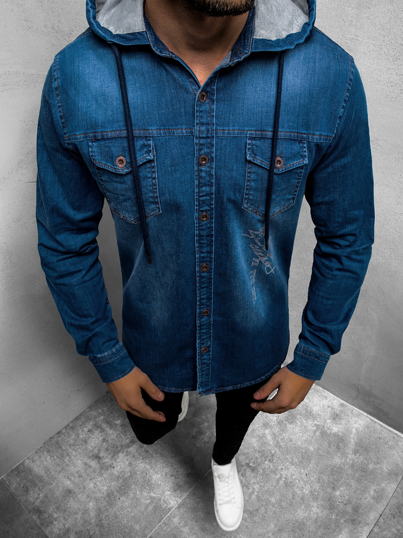 Men's Denim Shirt - Dark Blue OZONEE O/201144Z