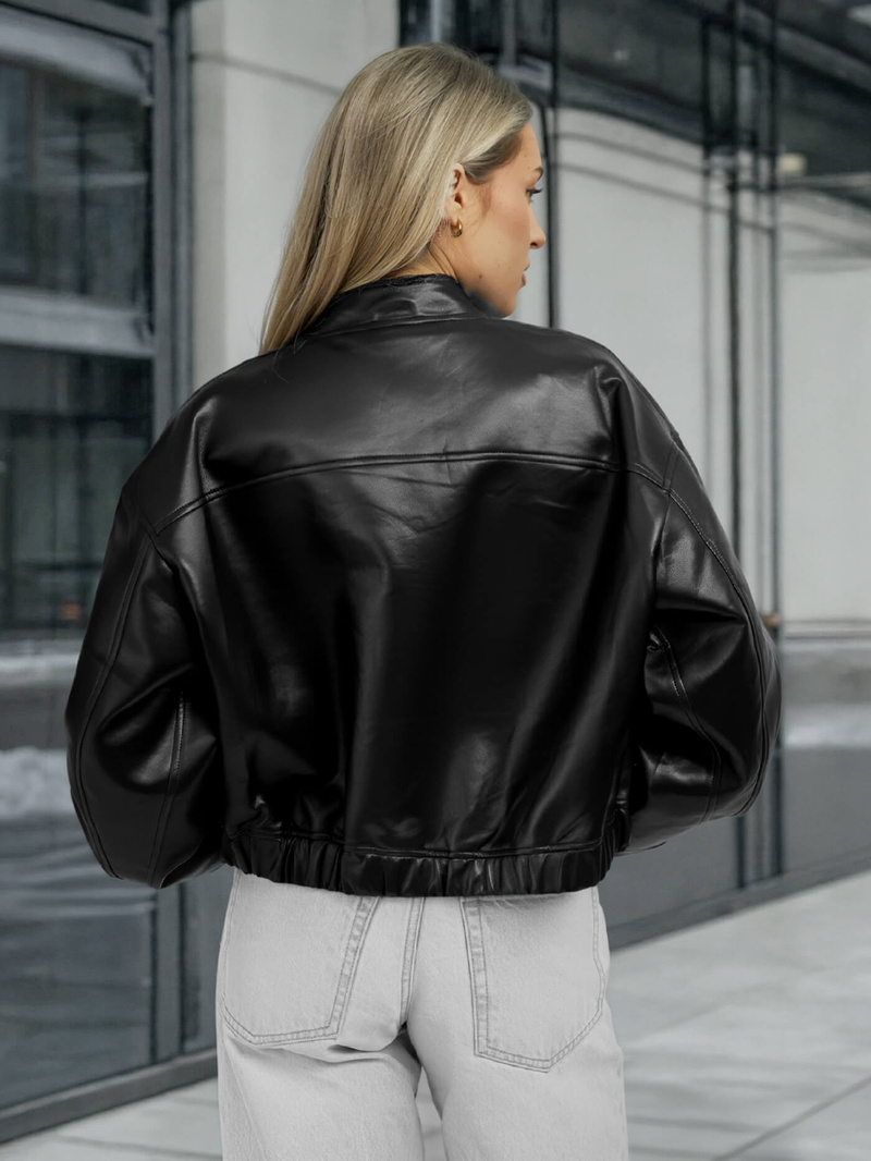 Women's Leather Jacket - Black OZONEE JS/11Z8281Z