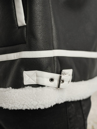 Men's Leather Jacket - Black OZONEE JS/11Z8270