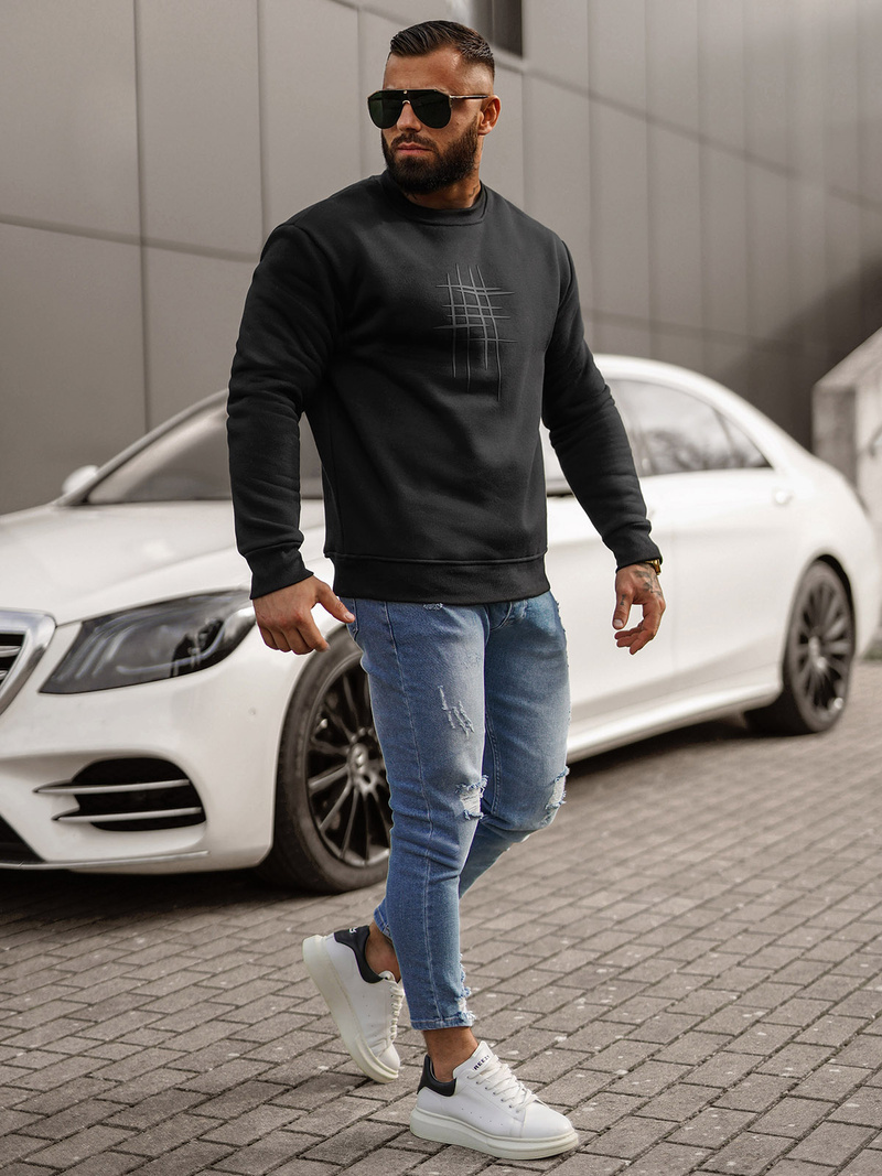 Men's Sweatshirt - Black OZONEE JS/8B1361/3