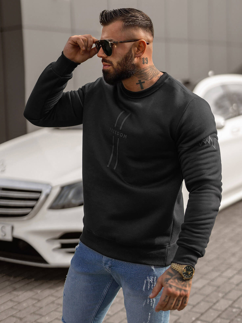 Men's Sweatshirt - Black OZONEE JS/8B1358/3