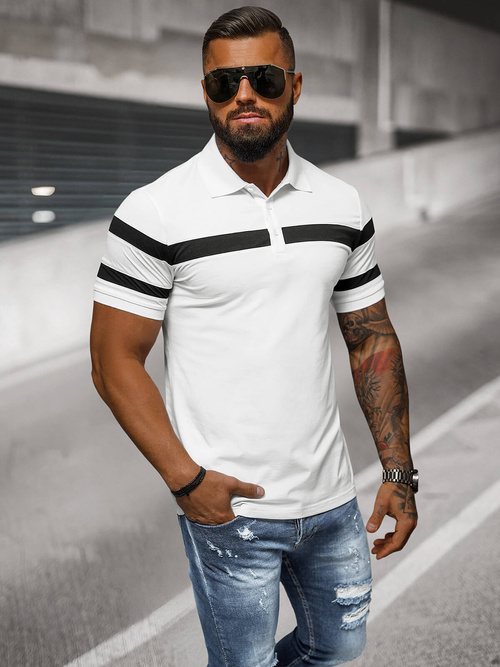Men's Polo Shirt - White OZONEE NB/MT3108