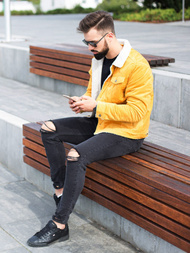 Men's Denim Jacket Yellow OZONEE JB/JP1179/4Z