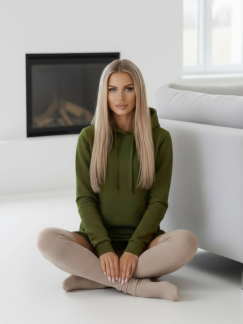 Women's Hoodie - Khaki OZONEE JS/YS10005/29Z