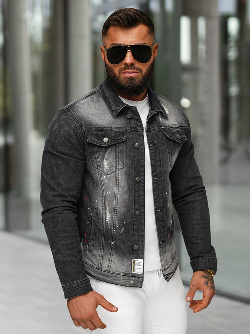 Men's Denim Jacket - Black OZONEE NB/MJ542N
