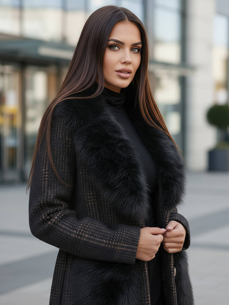 Women's coat - black OZONEE JS/53M5200/1Z