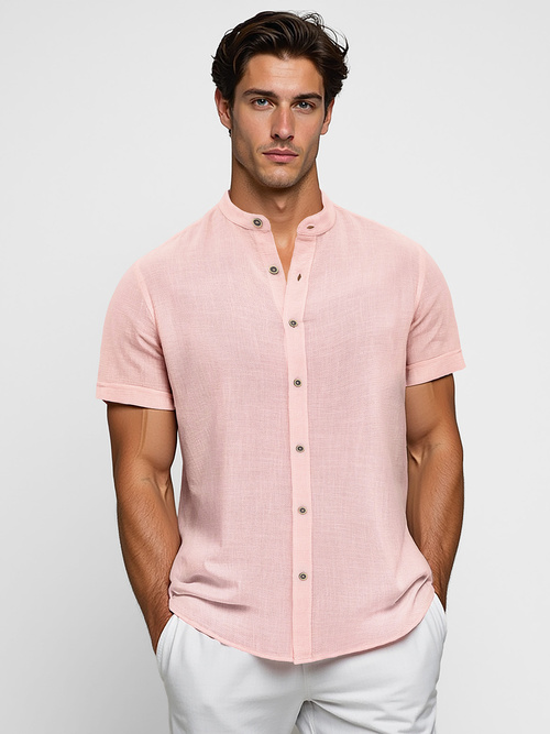 Men's shirt with short sleeves light pink OZONEE O/V162