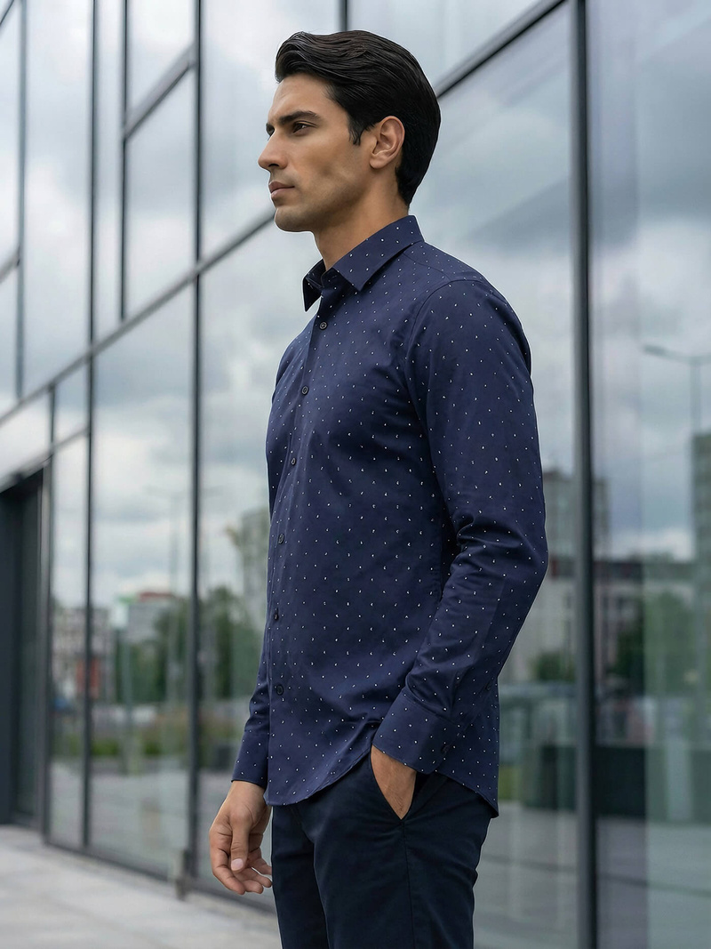 Men's Shirt - Navy Blue OZONEE V/V181Z