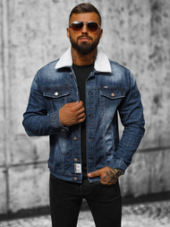 Men's Denim Jacket Sherpa Dark Blue OZONEE NB/MJ516BSZ