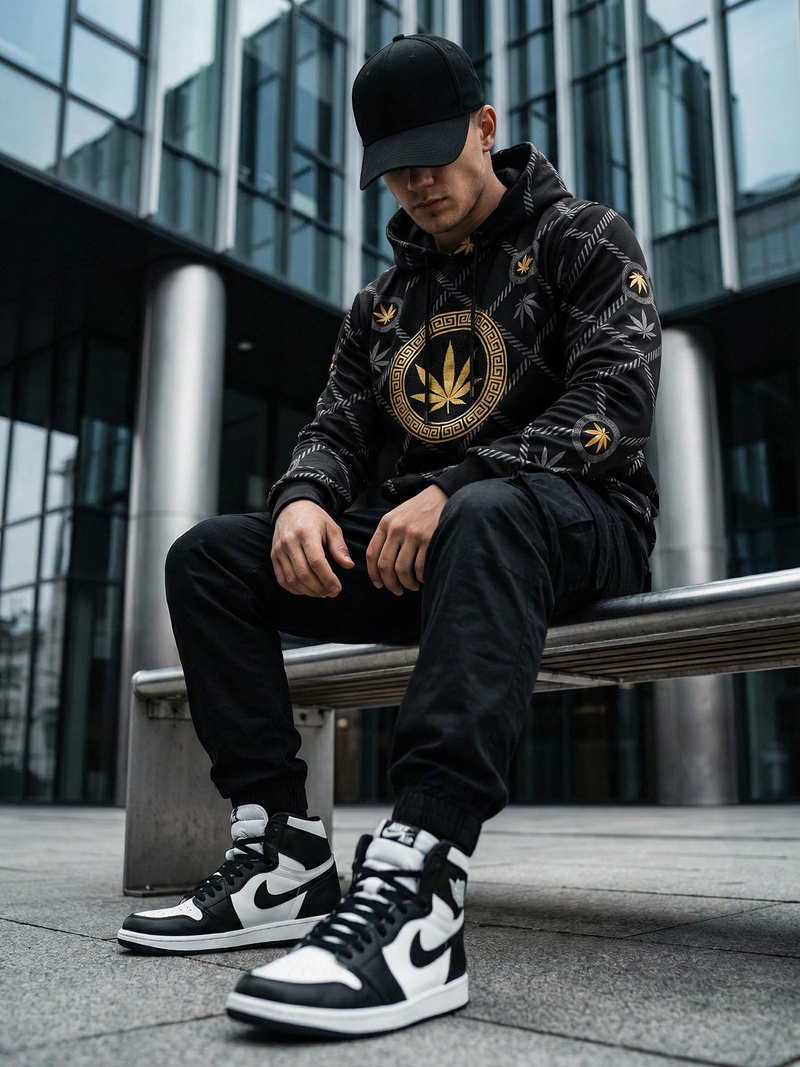 Men's Hoodie - Black OZONEE O/B267Z