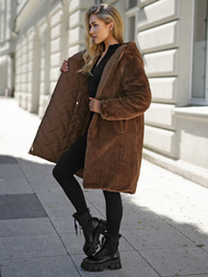 Women's long winter jacket - chocolate OZONEE JS/5M3352/158