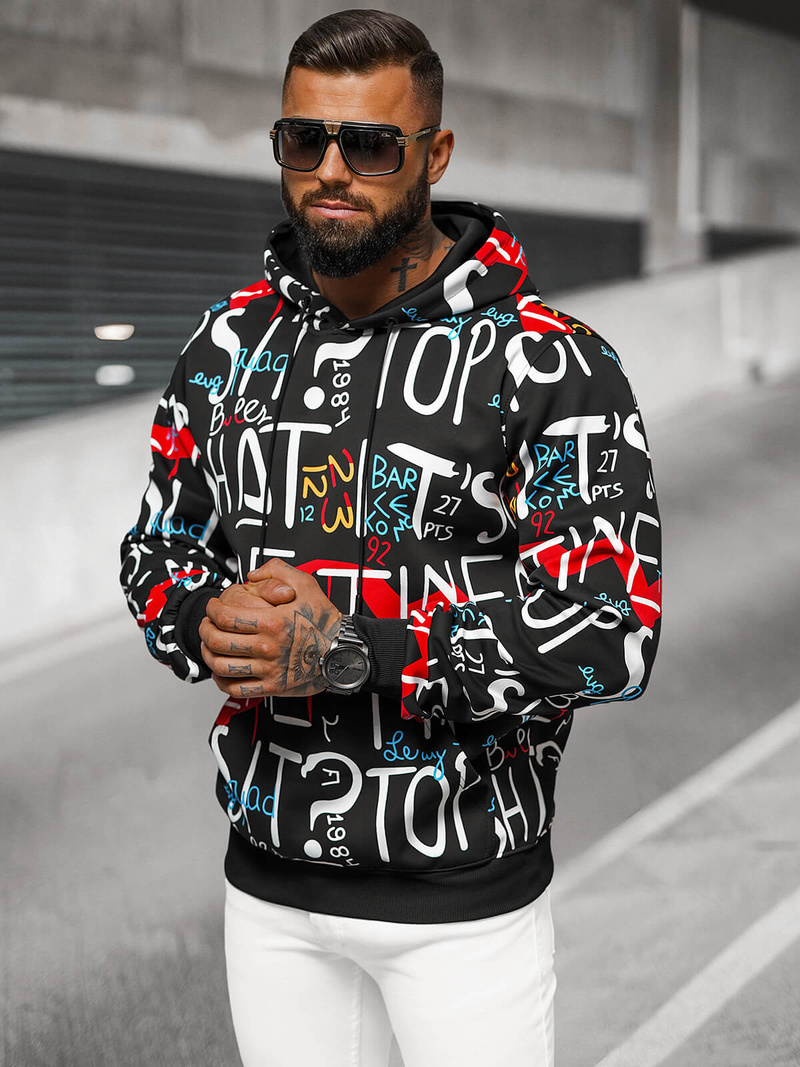 Men's Hoodie - Black OZONEE JS/8B1233/3