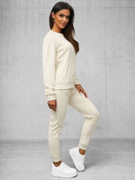 Women's Velour Tracksuit Set - Ecru OZONEE O/8C1173/155Z