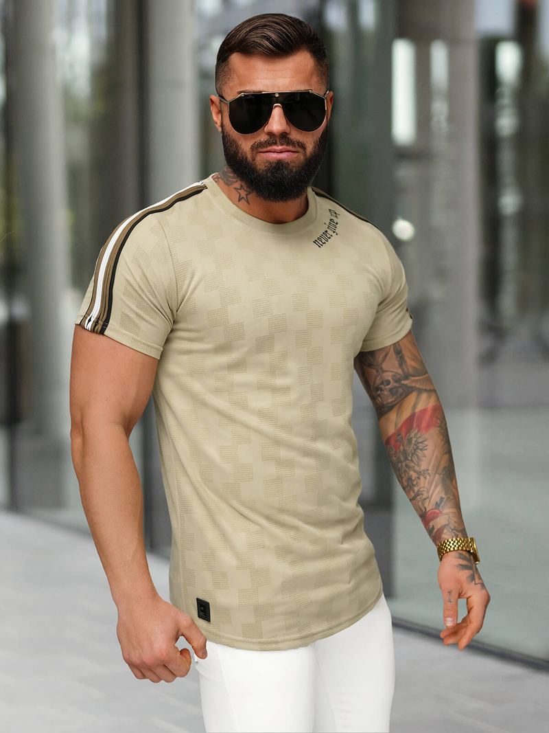 Men's T-shirt - Beige OZONEE O/QS11621