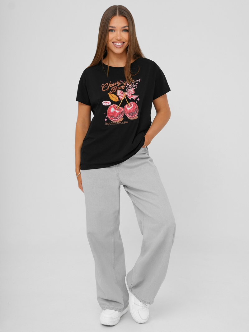 Women's T-shirt - Black OZONEE JS/95T2568/3