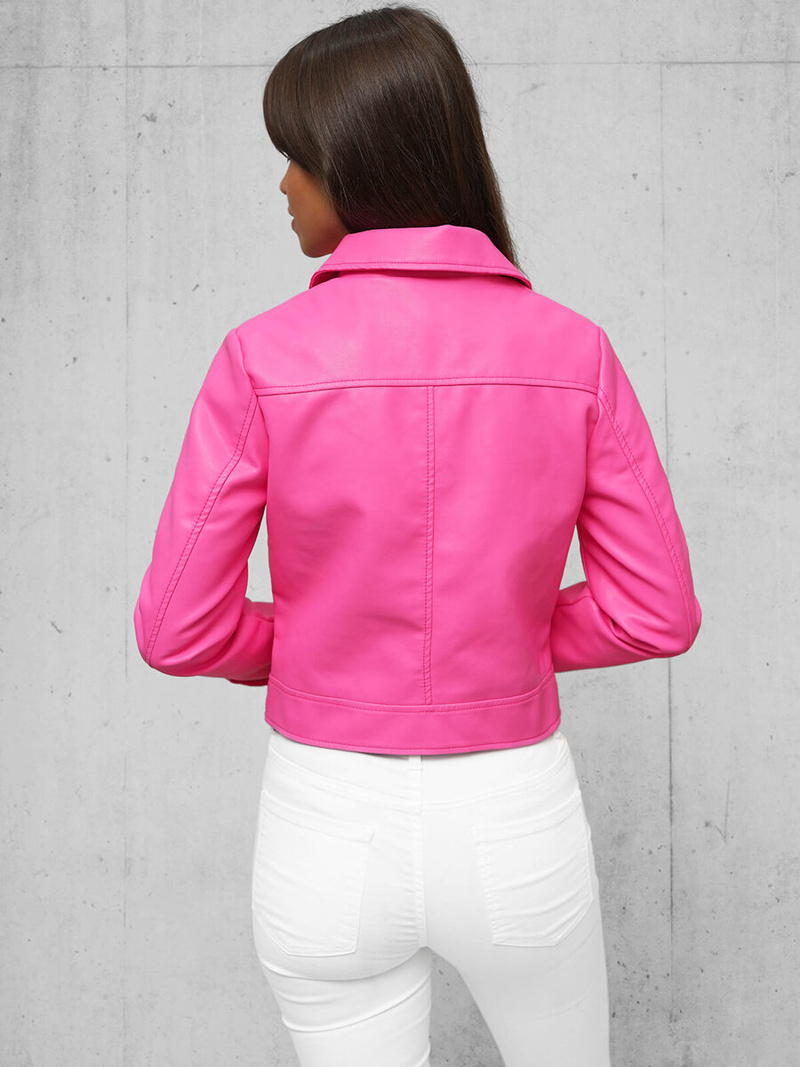 Women's Leather Jacket Pink OZONEE O/G117Z