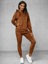 Women's Velour Tracksuit Set - Brown OZONEE O/8C1175/33Z