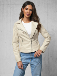 Women's Leather Jacket Beige OZONEE O/G88