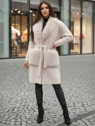 Women's coat - beige OZONEE JS/53M5200/155Z