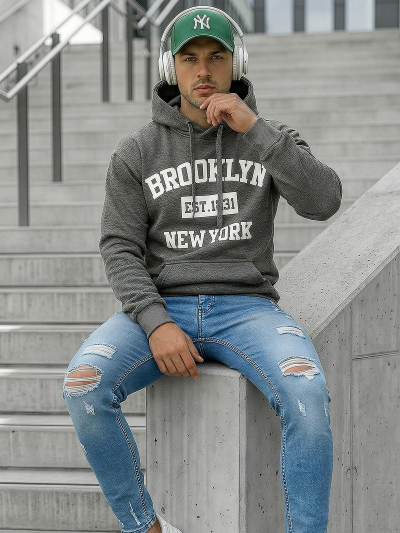 Men's Hoodie - Dark Grey OZONEE JS/8B1767/5Z