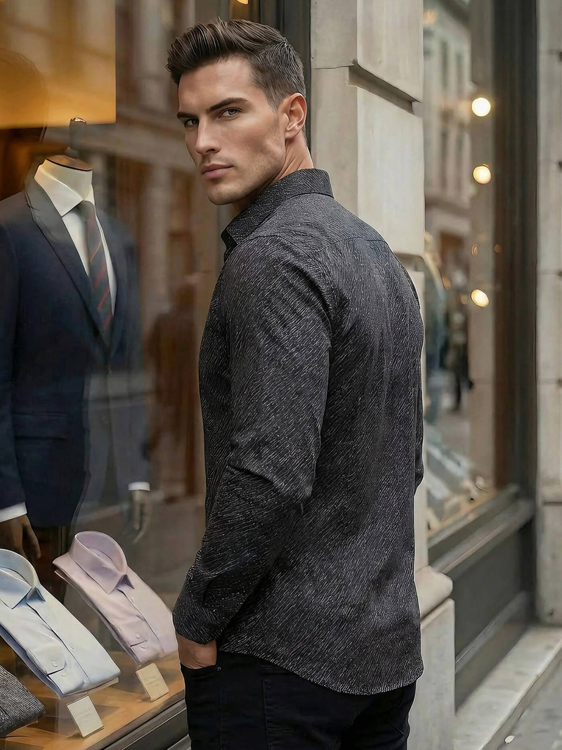 Men's Shirt - Black OZONEE V/V184Z